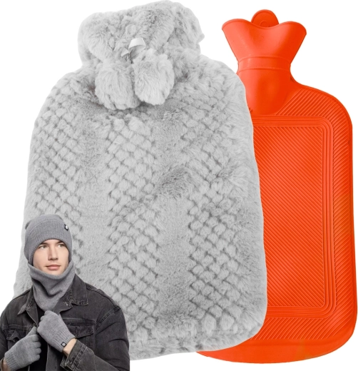 Termofor kötött huzattal, 2 l, sötétszürke