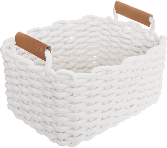 Orion SKANDI fehér pamut tárolókosár 30 × 23 × 20,5 cm