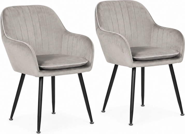 ModernHome kárpitozott bársony étkező- és nappali szék világosszürke - 2 db