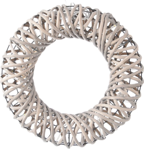 Rattan LED koszorú időzítővel 30 cm, szürke