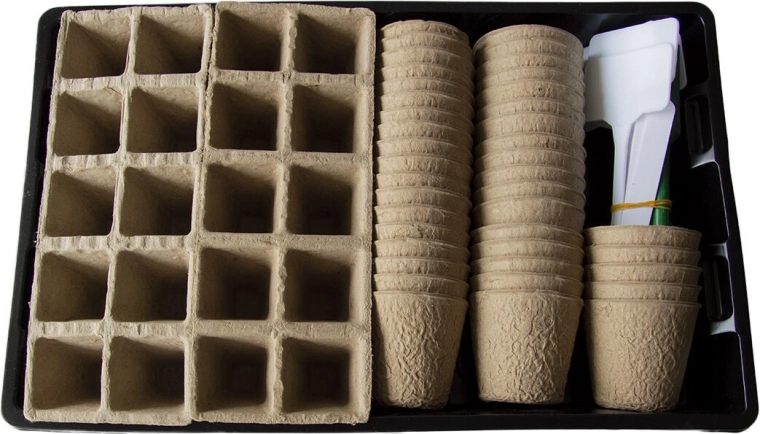 Palántanevelő tálcák és cserepek készlete előneveléshez, 65 darabos