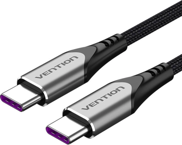 Vention USB‑C kábel 1,5 m, PD 100 W, nejlon, szürke