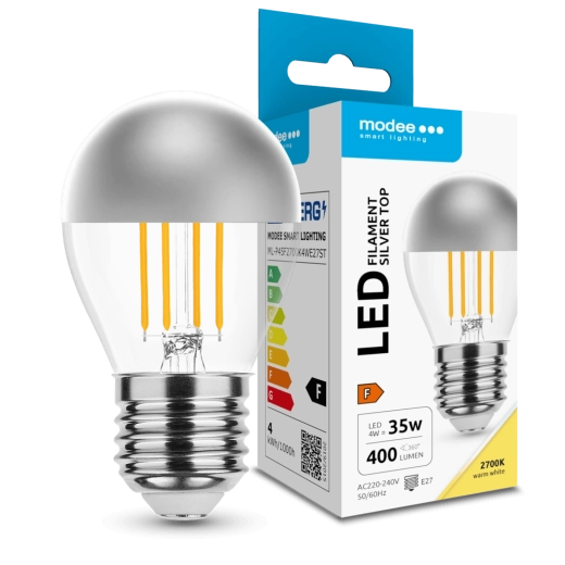 Modee LED izzó Filament Globe Mini P45 Silver Top 4 W E27 400 lm meleg fehér