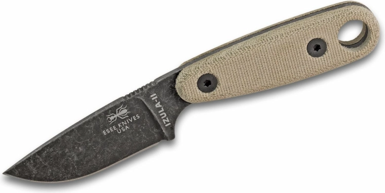 ESEE Izula II fekete, rögzített pengéjű kés micarta markolattal és tokban