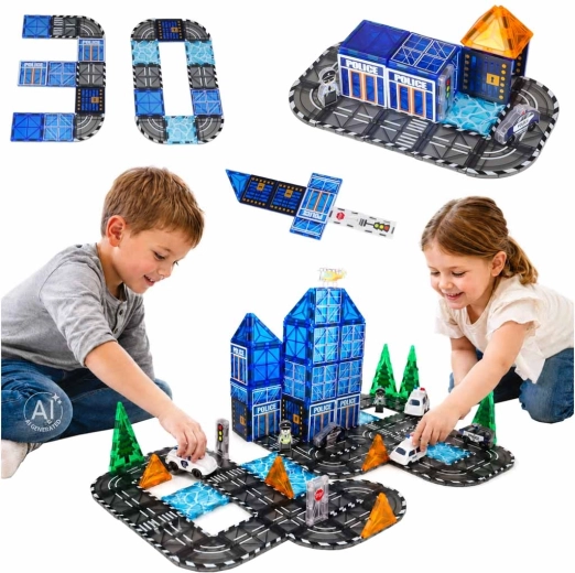 Mágneses építő 3D kockák Rendőrség – 91 darab