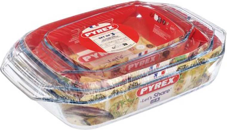 PYREX üveg tepsikészlet 3 db (1,4 l + 3 l + 4 l)