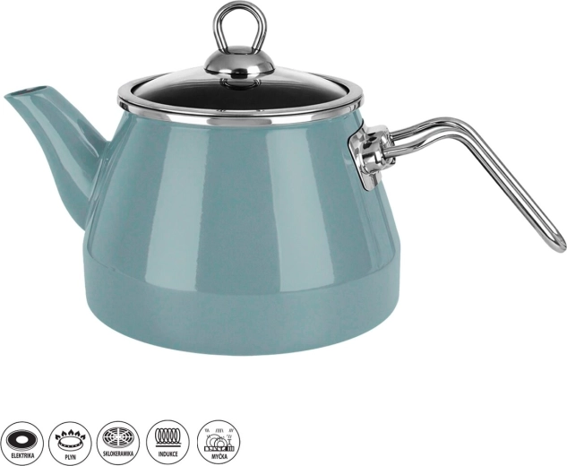 Zománcozott teáskanna green lem 2 l