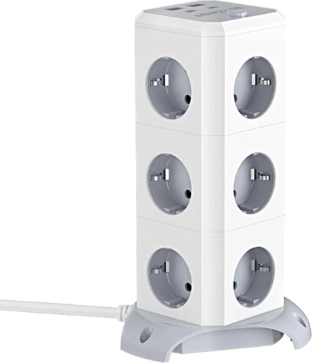 BlitzWolf BW-EC3 függőleges hosszabbító 12 aljzattal és USB-vel