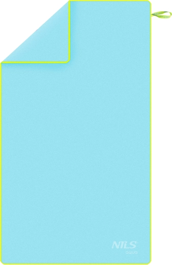 Gyorsan száradó mikroszálas törölköző NILS aqua, világoskék/zöld, 180 × 100 cm