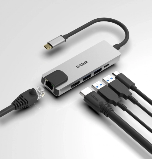 D-Link USB‑C hub 5 az 1-ben HDMI‑vel, USB 3.0‑val és gigabites Ethernettel