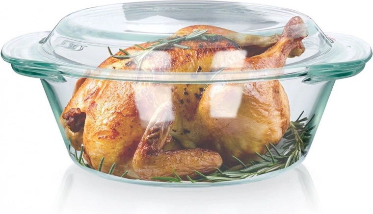 Üveg hőálló tál fedővel 1,4 l + 430 ml