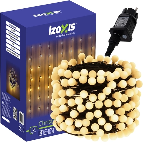 IZOXIS karácsonyi fényfüzér gömbökkel, 300 LED, 30 m