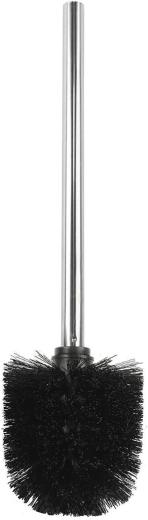 WC-kefe rozsdamentes acél nyéllel, fekete, 8 cm átmérő