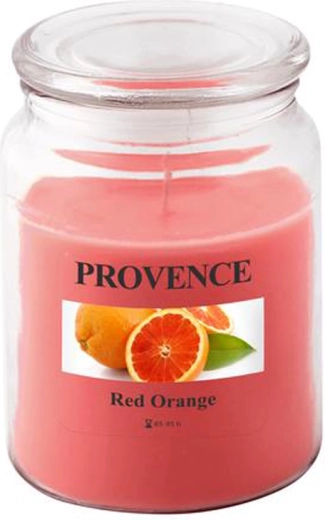 Illatgyertya üvegben PROVENCE vörös narancs 95 óra