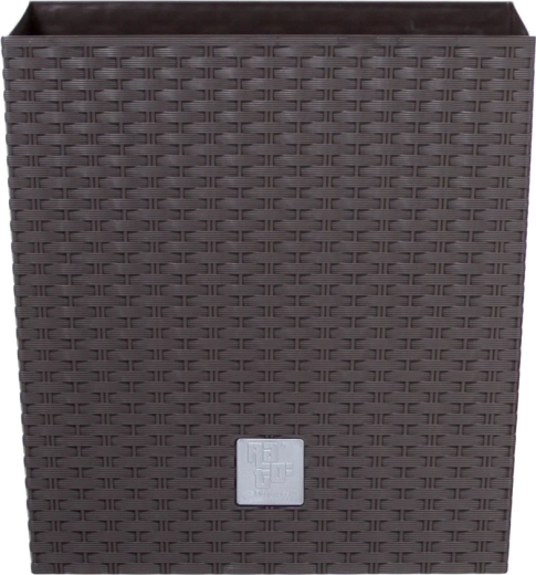Rato Low 17 cm umbra rattan hatású virágcserép betéttel