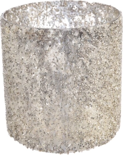 Üveg mécsestartó arany gyöngyökkel 10 × 10 × 10 cm