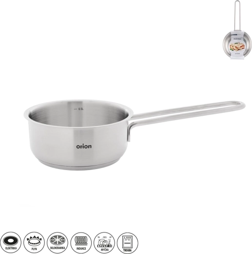Orion Anett Glass rozsdamentes acél nyeles lábas 12 cm üveg fedővel