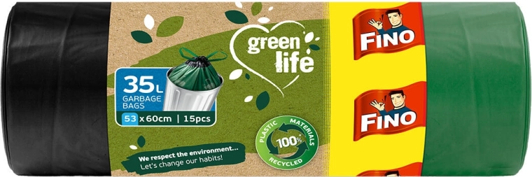 Behúzható bio szemeteszsákok 35 l zöld (15 db)