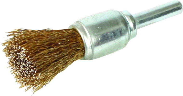 FESTA 25 mm végű forgó kefe, hullámos 0,3 mm sárgarézzel bevont drót, 6 mm szár