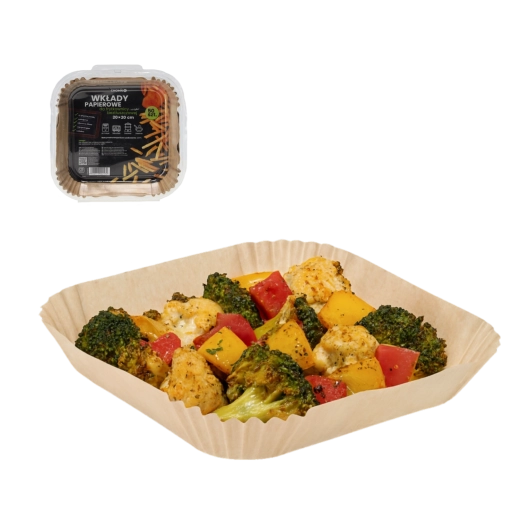 Papírbetétek forrólevegős fritőzbe, 50 db, négyzet alakú, 20 x 4,5 cm