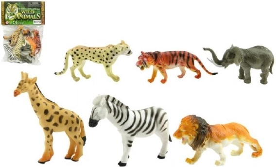 szafari állatok ZOO 6 db műanyag figurák 10 cm tasakban