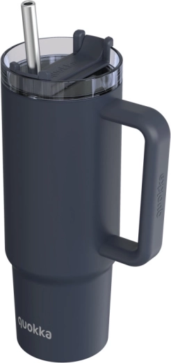 Quokka Stream rozsdamentes acél termo bögre szívószállal, fekete, 950 ml