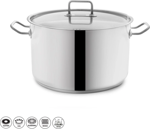 Rozsdamentes Stock lábas 10 l fedővel