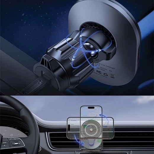 360°-ban forgatható gömbfej és masszív klipsz