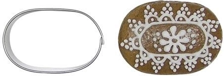 Rozsdamentes mokka ovális süti/keksz kiszúró, 4 cm