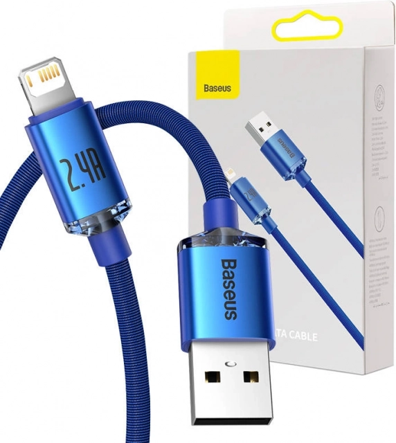 Baseus Crystal Shine USB–Lightning kábel 2,4 A 1,2 m – Kék