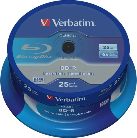 Blu-ray lemez VERBATIM BD-R 25GB 6× DataLife, 25 db spindle