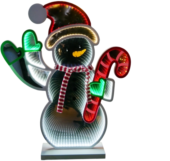 Karácsonyi 3D hóemberdekoráció cukorpálcával és Infinity LED-effektussal
