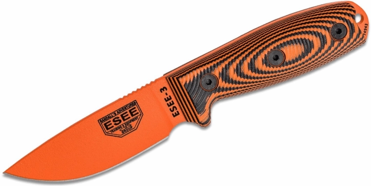 ESEE Model 3 3D Orange túlélőkés 8,8 cm, G10, fekete‑piros, fekete tok