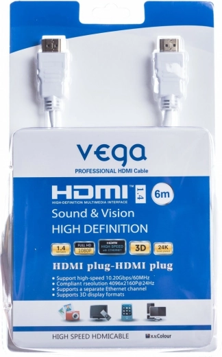 HDMI kábel 6 m fehér Vega