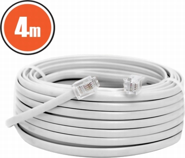 6P4C telefonkábel, 4 m, fehér