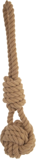 Kutya játék kötél labdával, bézs, 25 cm