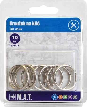 Kulcskarika 30 mm nikkel – 10 db-os készlet