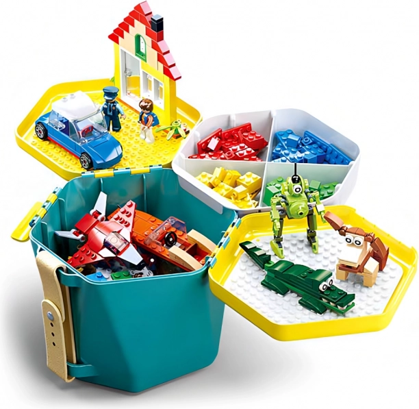 Sluban vödör építőkockákkal – zöld