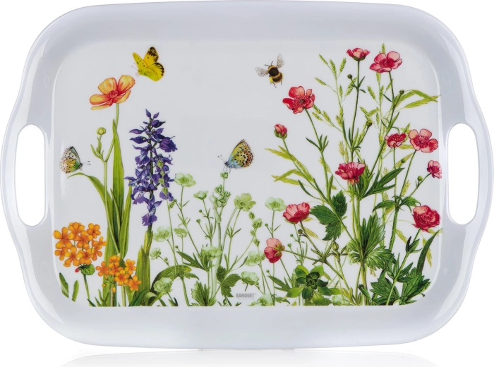 Melamin szervírozótálca Meadow 36 × 25,5 cm fogantyúkkal