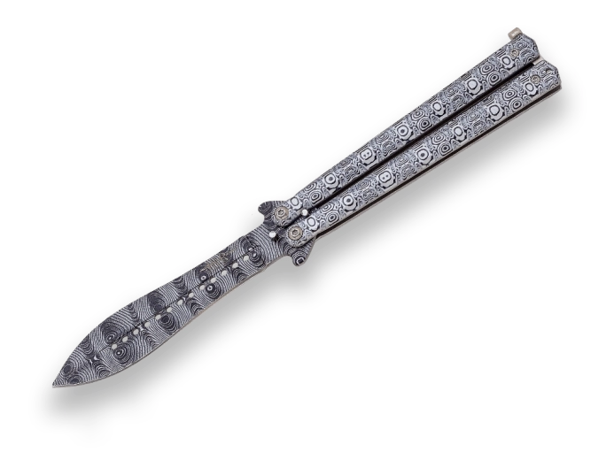 Joker Butterfly pillangókés zsebkés 11 cm alumínium markolattal és damaszk minta