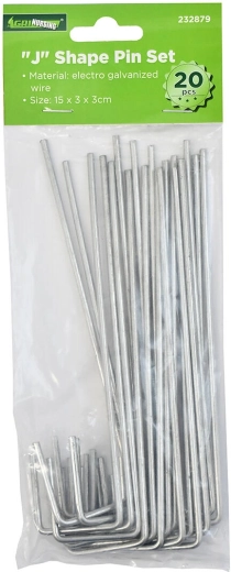 J alakú, horganyzott rögzítőkampó 15 × 3 × 3 cm (20 db)