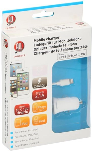 Autós töltő iPhone-hoz, iPadhoz és iPodhoz – fehér