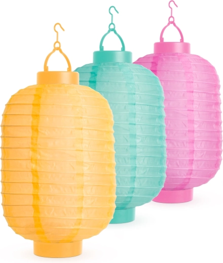 Napelemes lampion 3 színben, hideg fehér LED-del, 21 cm – 1 darab