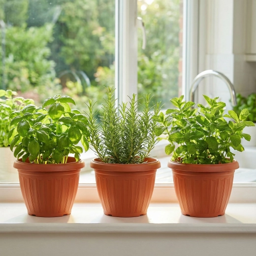 Terrakotta színű műanyag virágcserép, 20 cm
