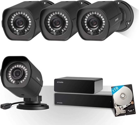 zmodo 4× 1080p kamerarendszer-készlet nvr-rel és 1 tb merevlemezzel