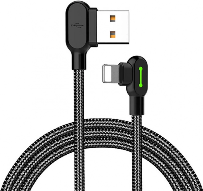 Sarok USB Lightning kábel LED háttérvilágítással McDodo 1,2m Fekete