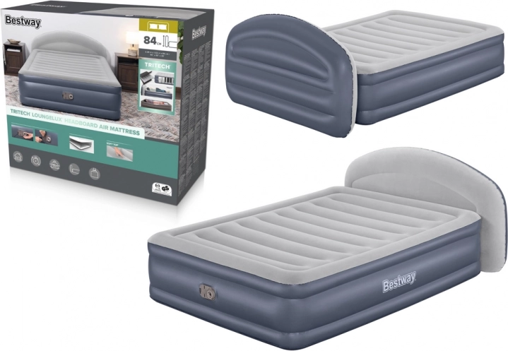 BESTWAY Tritech LoungeLux felfújható matrac 152 × 229 × 84 cm integrált fejtámlával és elektromos pumpával