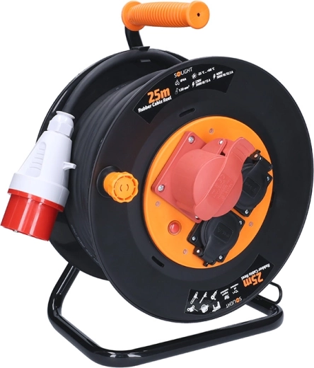 Solight 25 m-es hosszabbító dobban, 400 V + 230 V, IP44