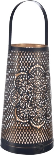 Mandala fém mécsestartó fekete/arany 20 cm