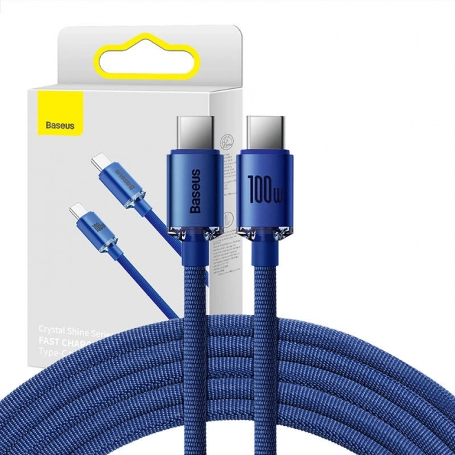 Baseus Crystal Shine USB‑C – USB‑C kábel, 100 W, 1,2 m – Kék